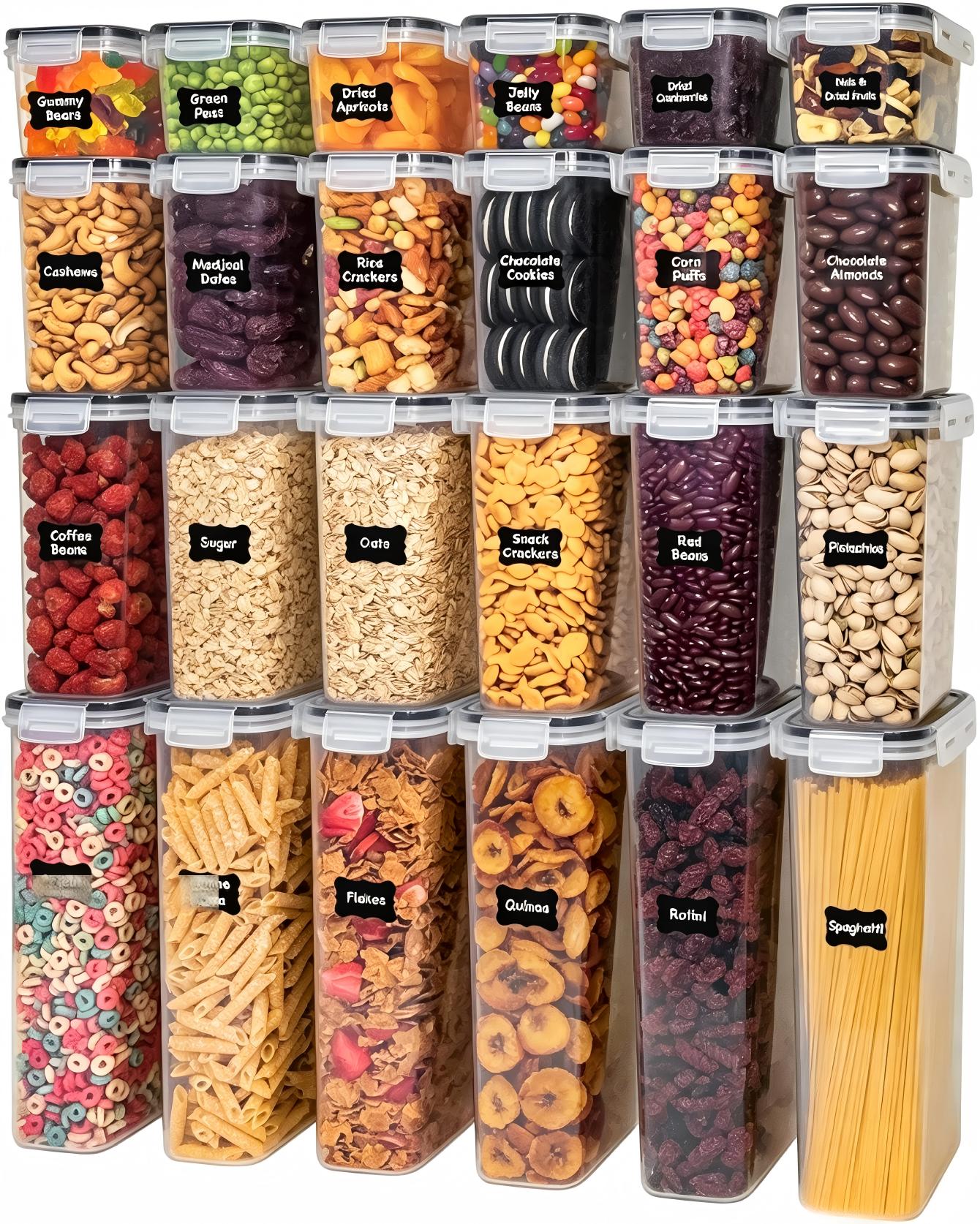 Snacks Food Labels - Kapaklı yiyecek saklama kapları, 24 parçalı