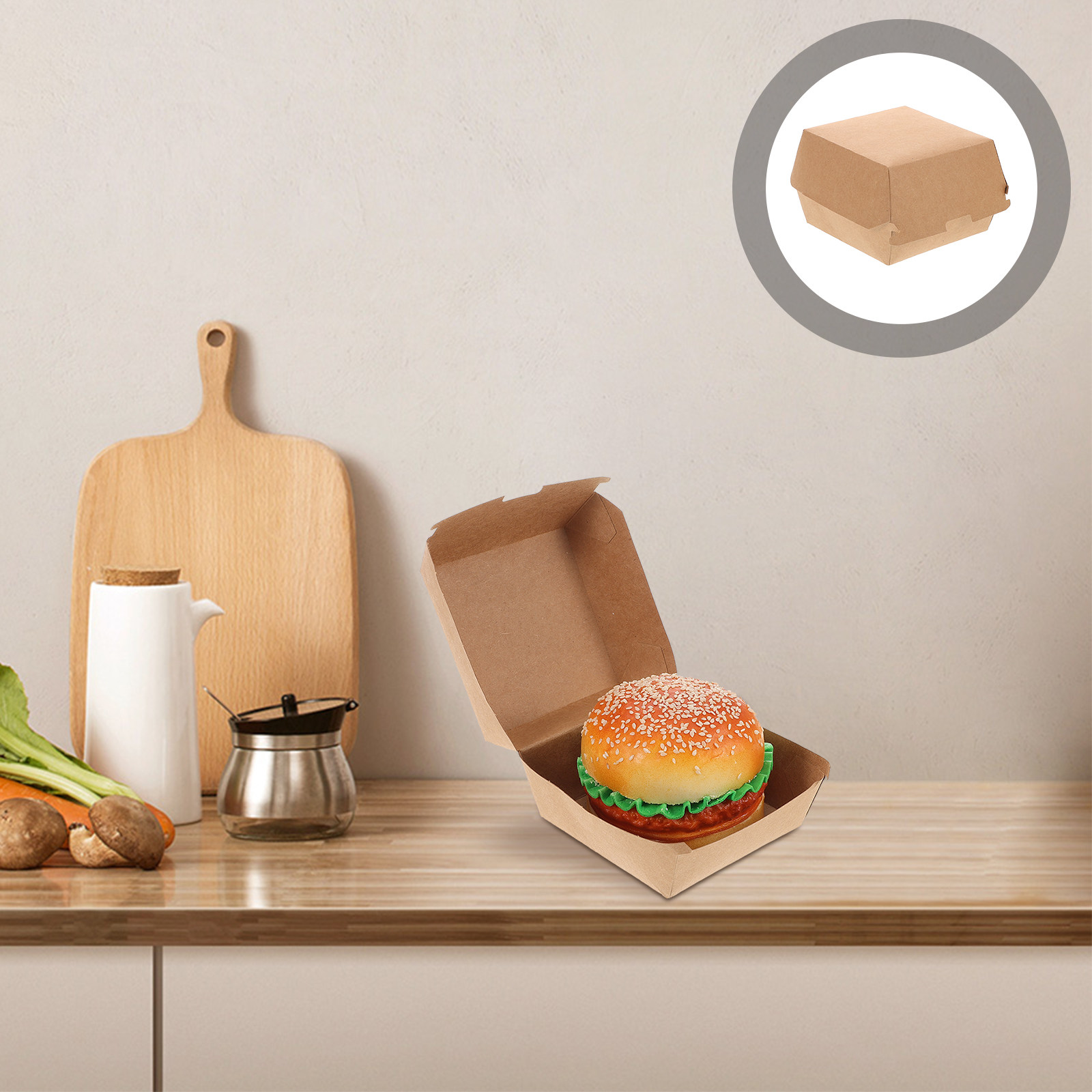 Food Snacks In Usa - 30 Adet Burger Kutusu Kraft Kağıt