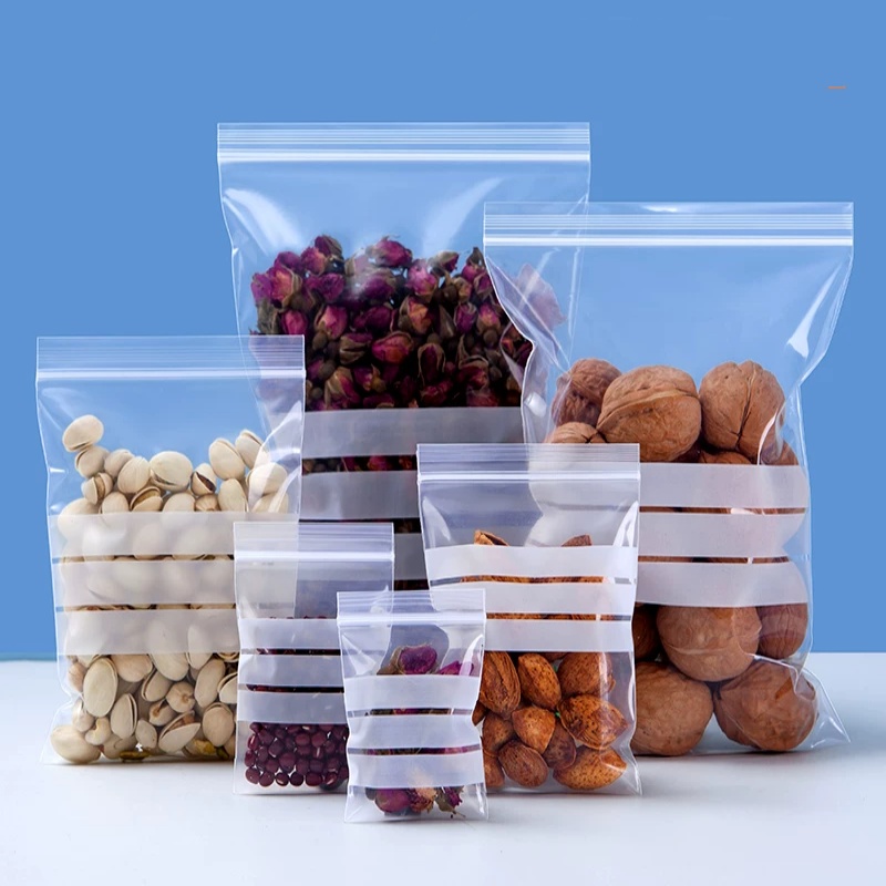 Snacks Food Labels - 200 adet şeffaf PE yazılı kilitli