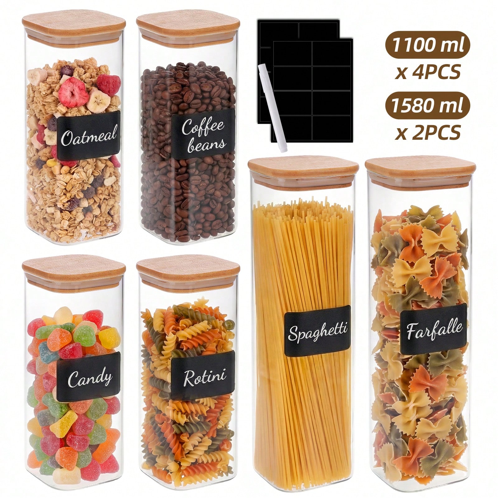 Hava Geçirmez Bambu Kapaklı Ca - Snacks Food Labels incelemesi ve fiyatı