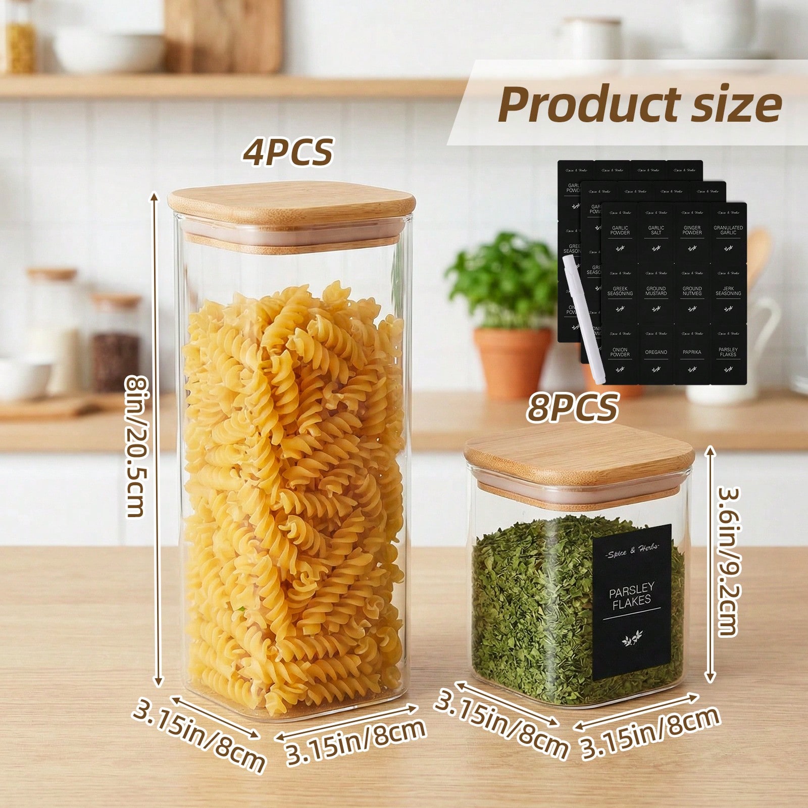 Hava Geçirmez Bambu Kapaklı Ca - Snacks Food Labels incelemesi ve fiyatı